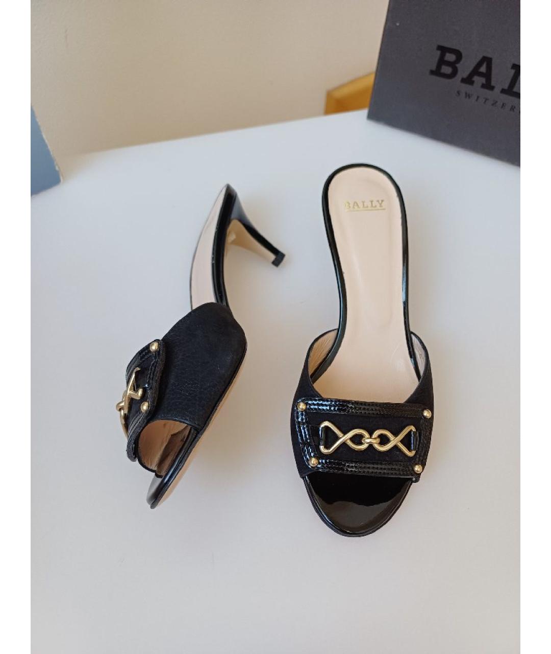 BALLY Черные нубуковые мюли, фото 6