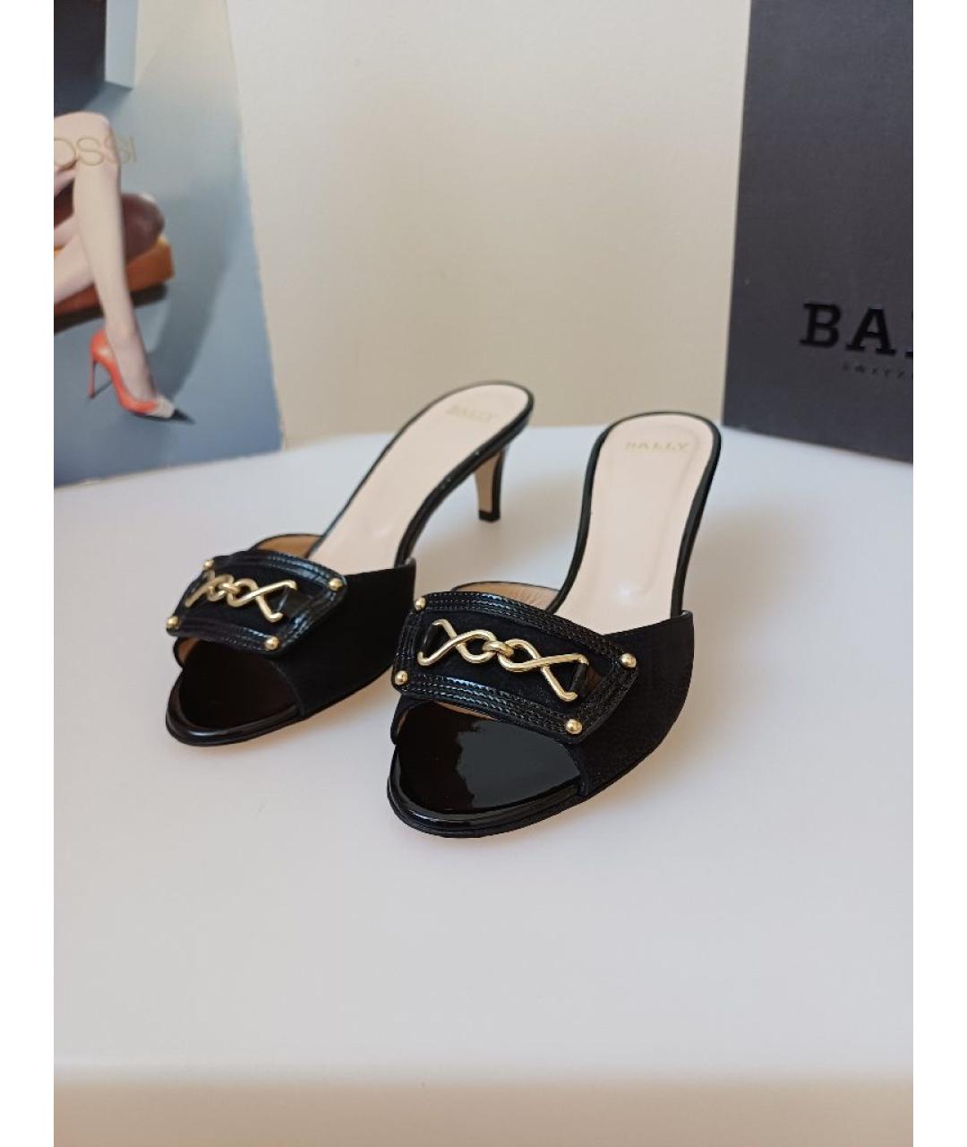 BALLY Черные нубуковые мюли, фото 7