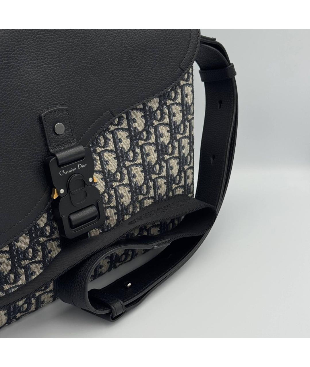 CHRISTIAN DIOR Темно-синяя жаккардовая сумка на плечо, фото 2
