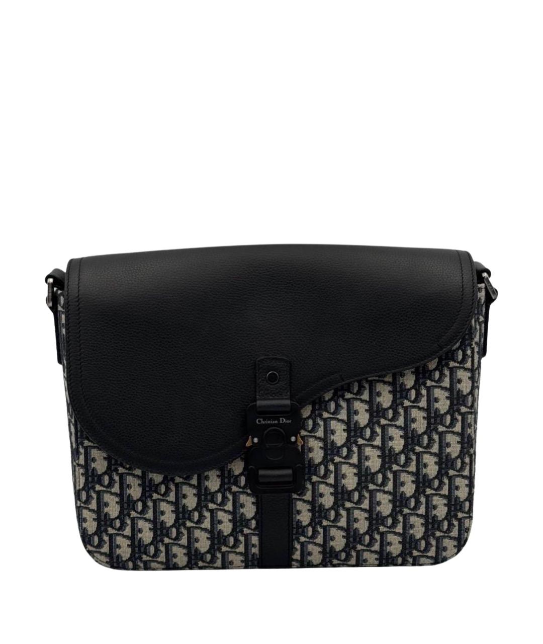 CHRISTIAN DIOR Темно-синяя жаккардовая сумка на плечо, фото 1