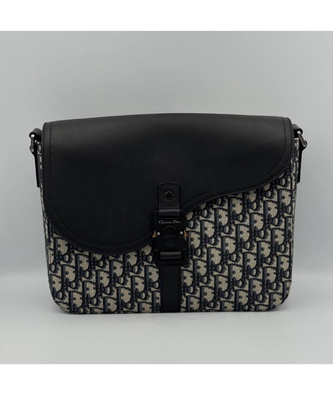 CHRISTIAN DIOR Темно-синяя жаккардовая сумка на плечо, фото 4