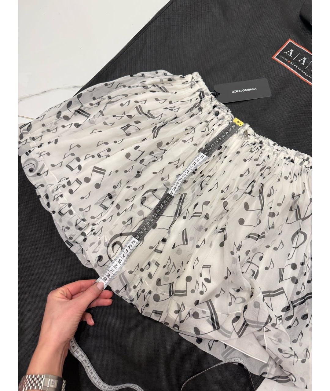 DOLCE&GABBANA Белая шелковая юбка мини, фото 5