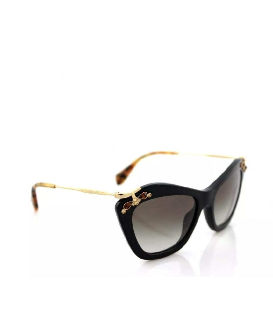 MIU MIU Золотые металлические солнцезащитные очки, фото 3