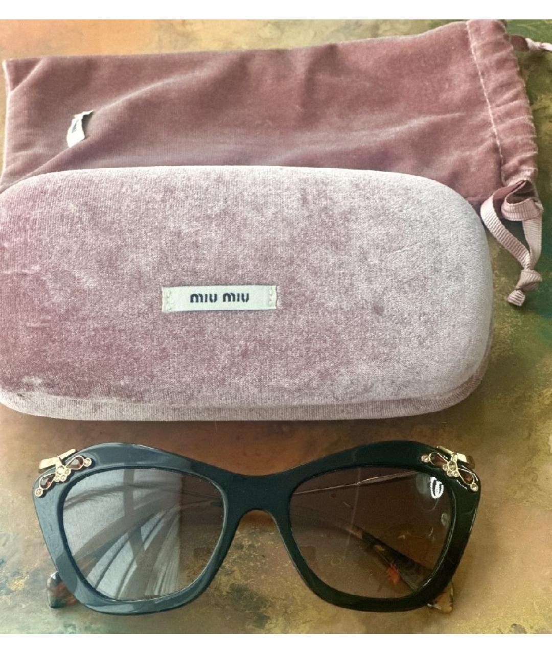 MIU MIU Золотые металлические солнцезащитные очки, фото 7