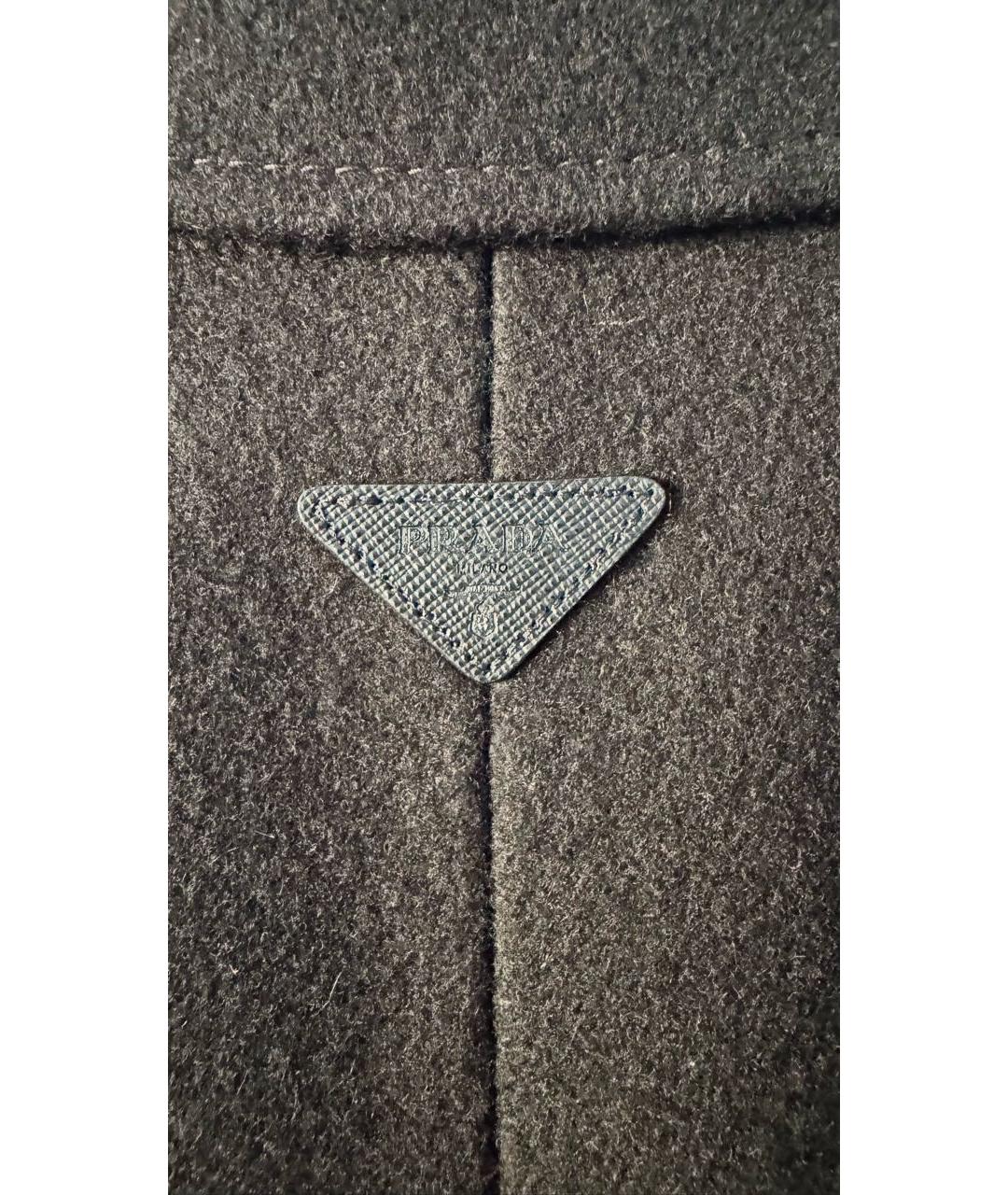 PRADA Черное шерстяное пальто, фото 5
