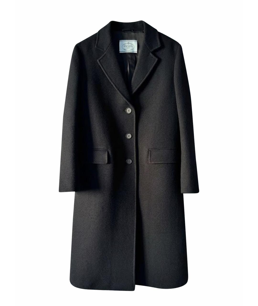 PRADA Черное шерстяное пальто, фото 1