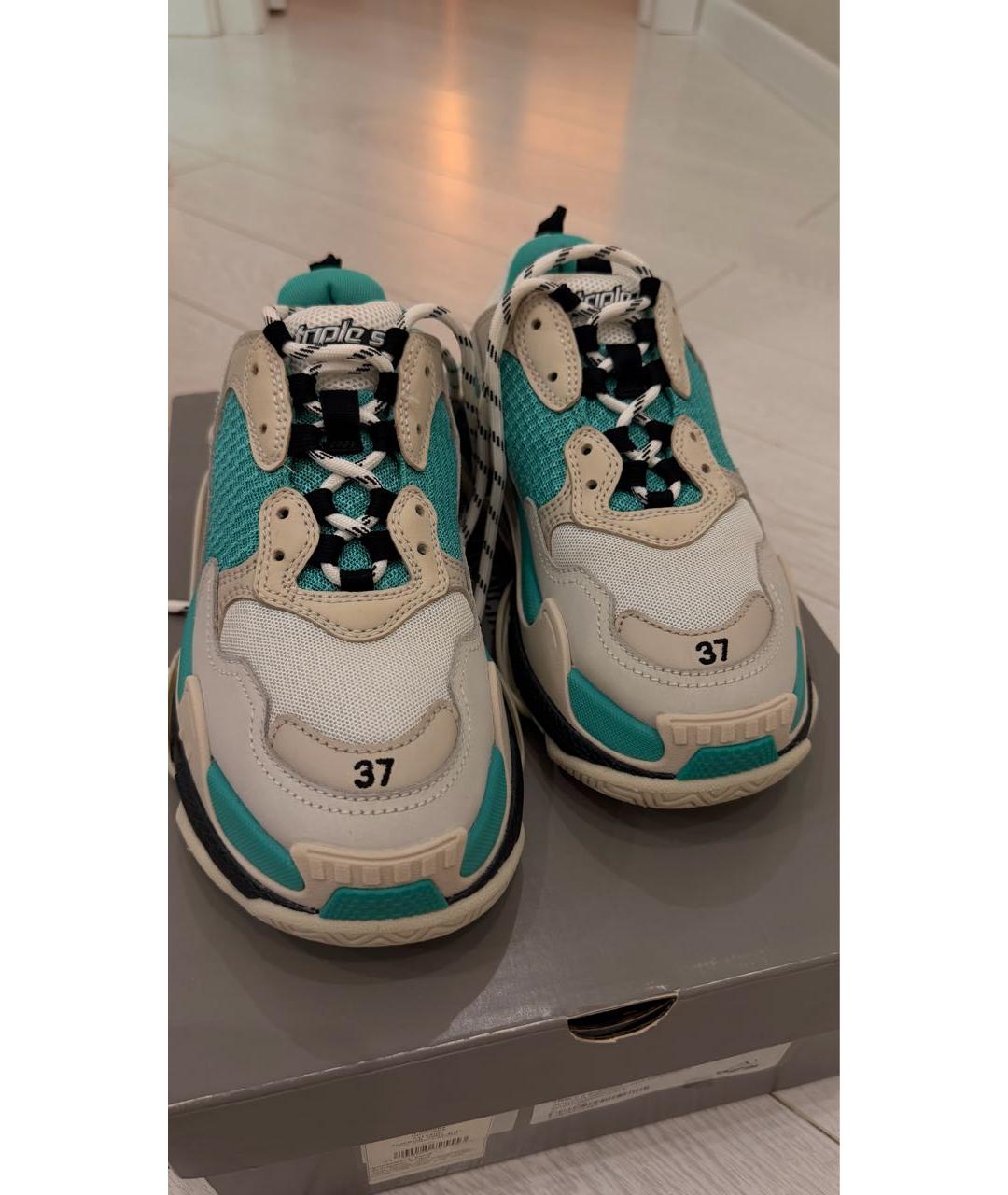 BALENCIAGA Бирюзовые текстильные кроссовки, фото 2