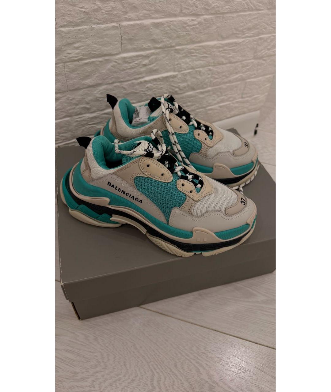 BALENCIAGA Бирюзовые текстильные кроссовки, фото 5