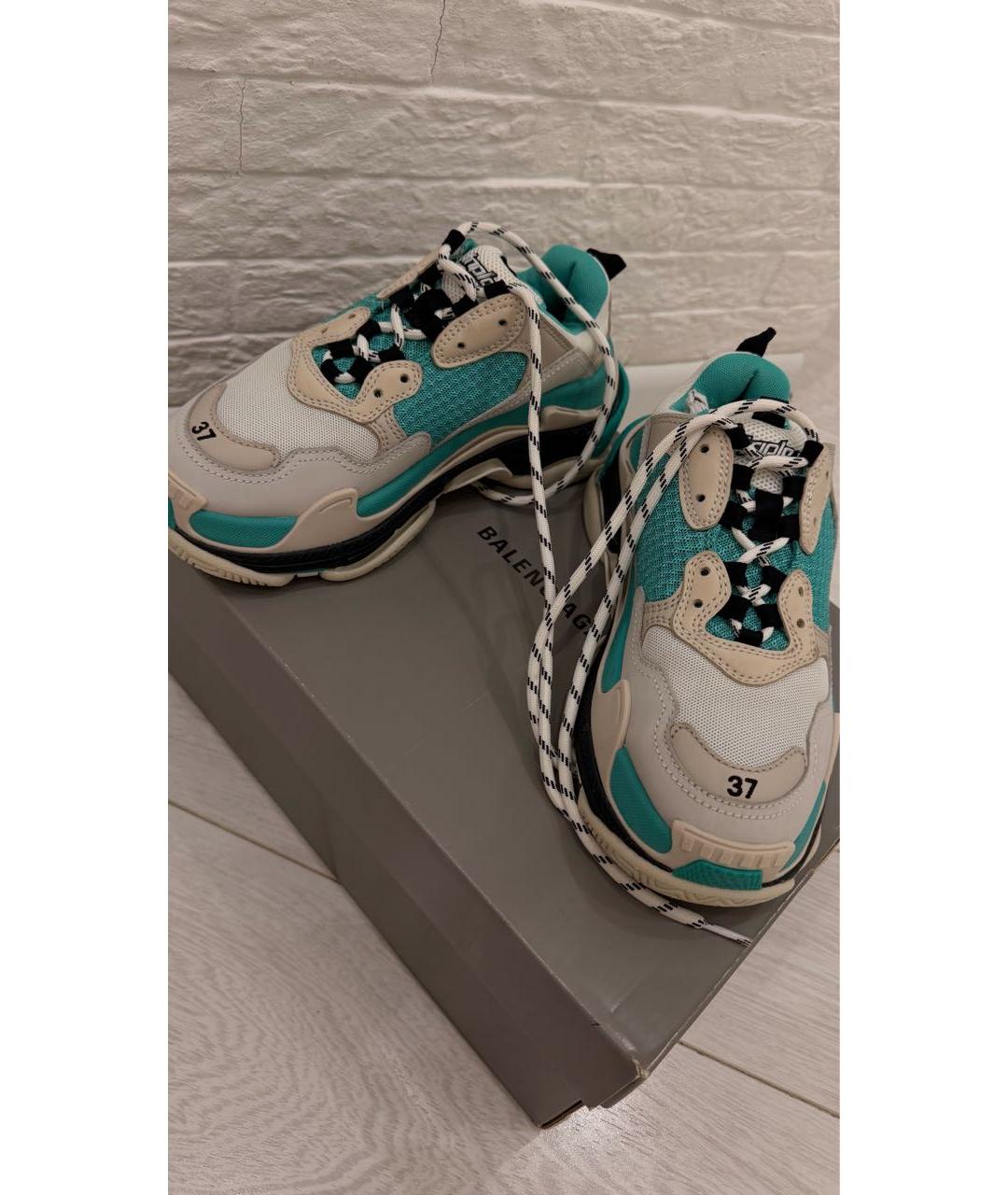 BALENCIAGA Бирюзовые текстильные кроссовки, фото 4