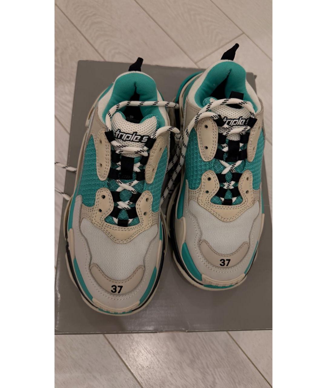 BALENCIAGA Бирюзовые текстильные кроссовки, фото 3