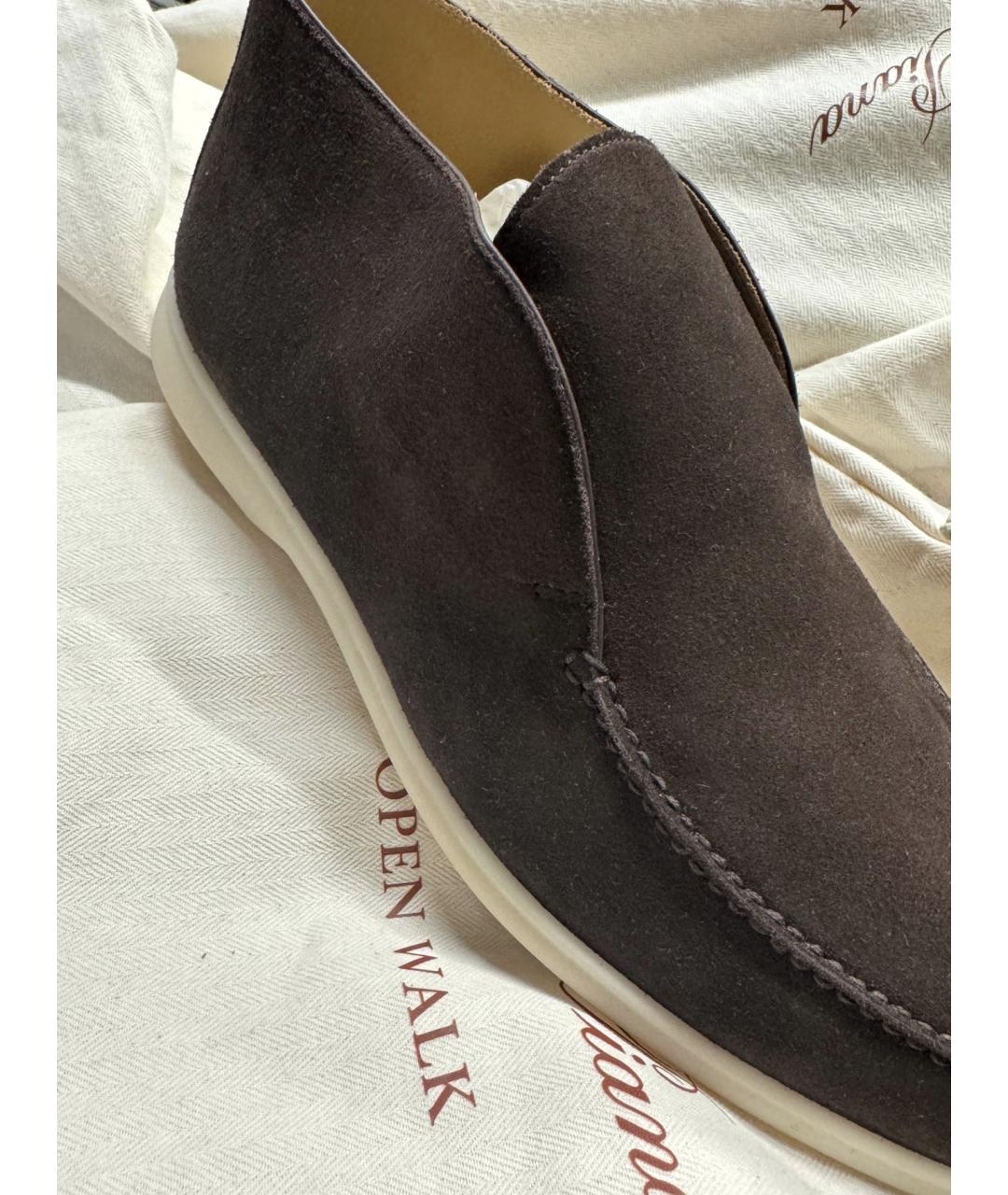 LORO PIANA Коричневые замшевые лоферы, фото 3