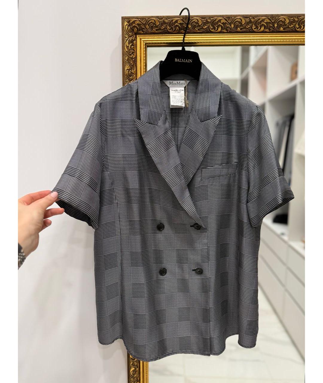 MAX MARA Серая шелковая блузы, фото 7