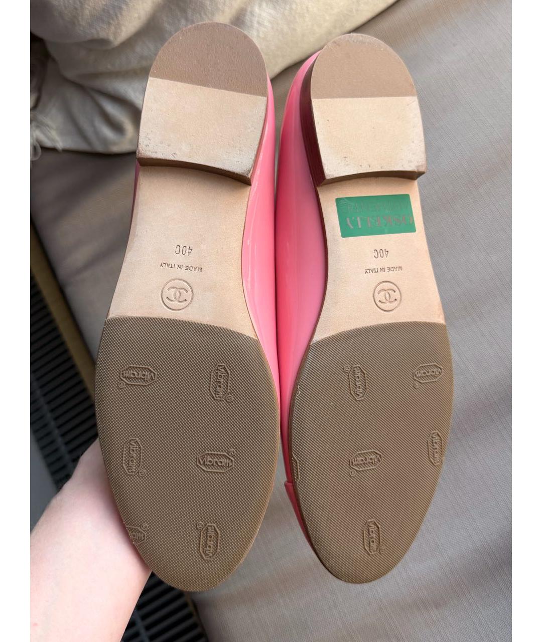 CHANEL Розовые балетки из лакированной кожи, фото 5