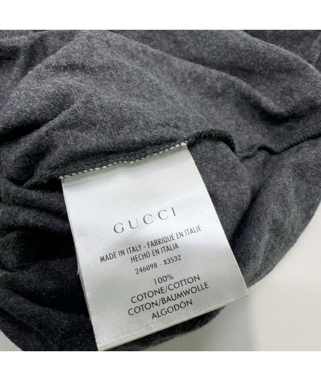 GUCCI Антрацитовая хлопковая футболка, фото 3