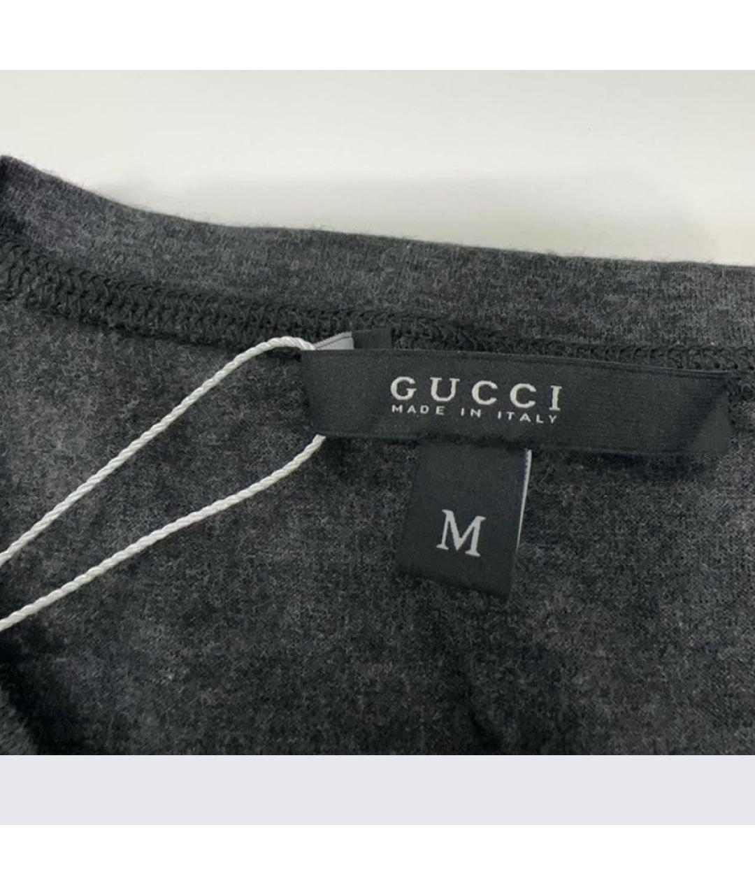 GUCCI Антрацитовая хлопковая футболка, фото 4