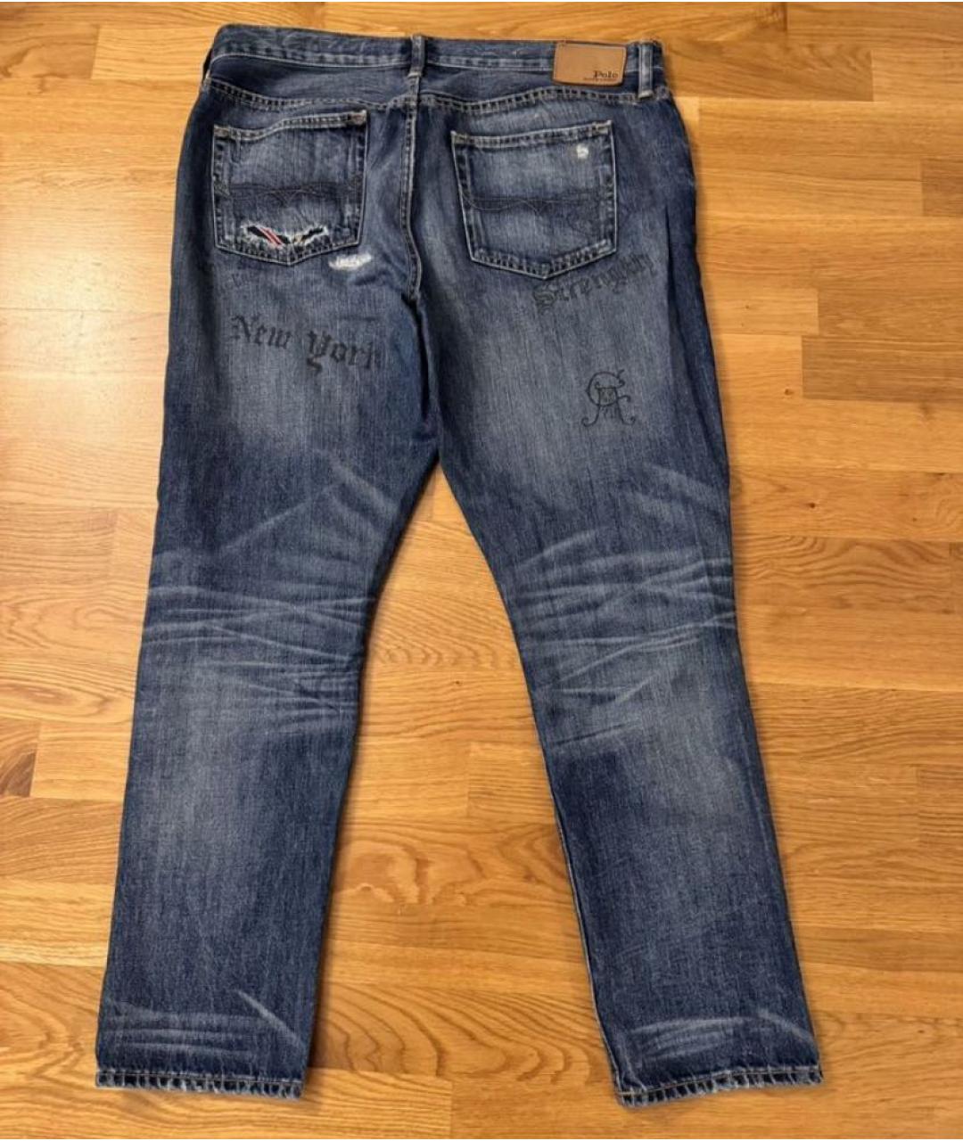 POLO RALPH LAUREN Темно-синие хлопковые прямые джинсы, фото 2