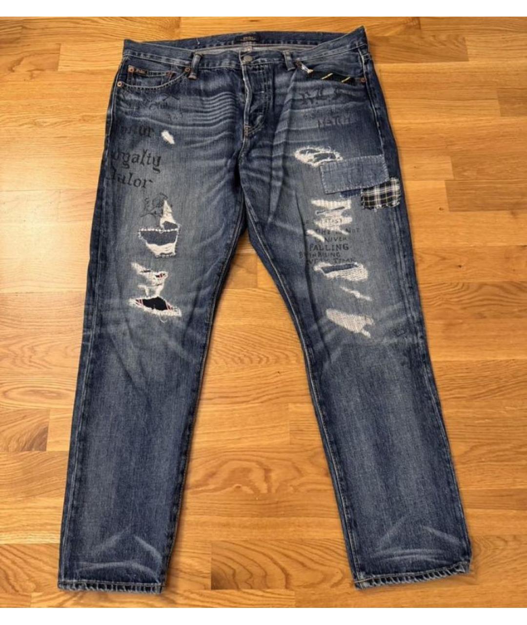 POLO RALPH LAUREN Темно-синие хлопковые прямые джинсы, фото 7