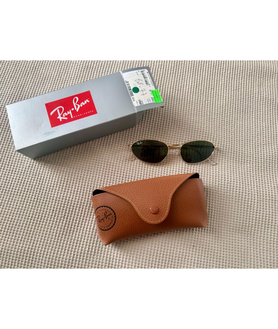 RAY BAN Золотые металлические солнцезащитные очки, фото 2
