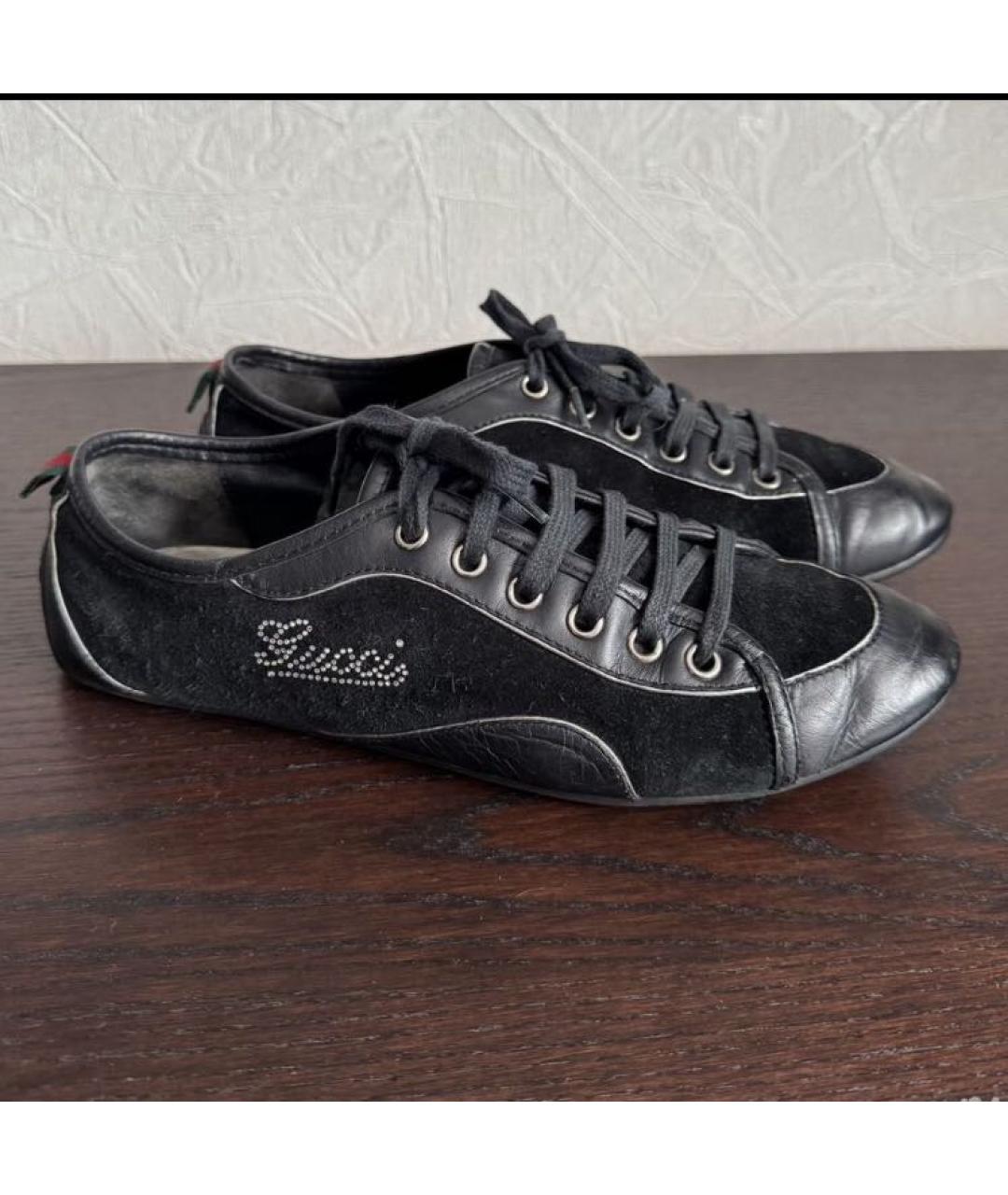 GUCCI Черные кожаные кеды, фото 8