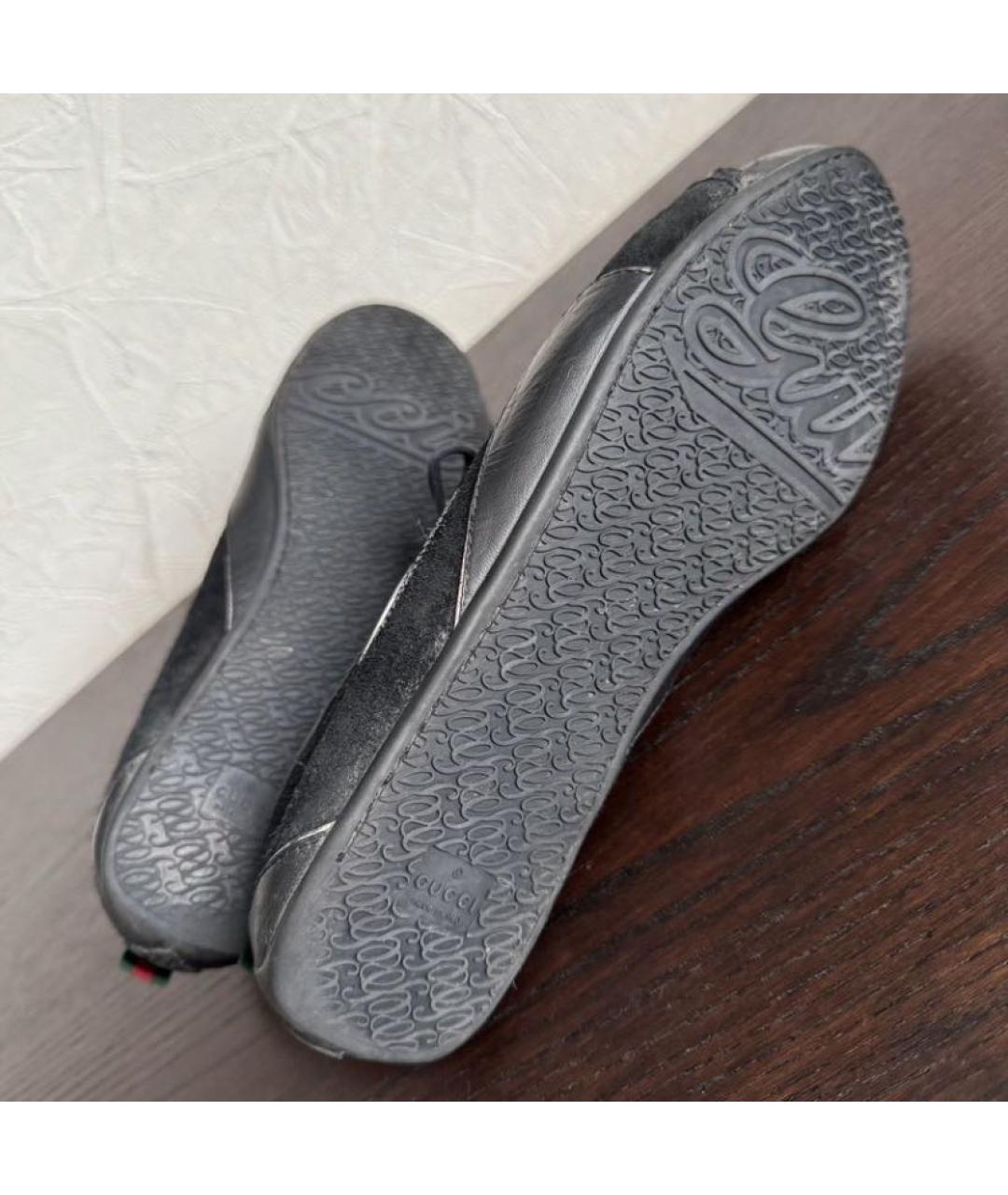 GUCCI Черные кожаные кеды, фото 5