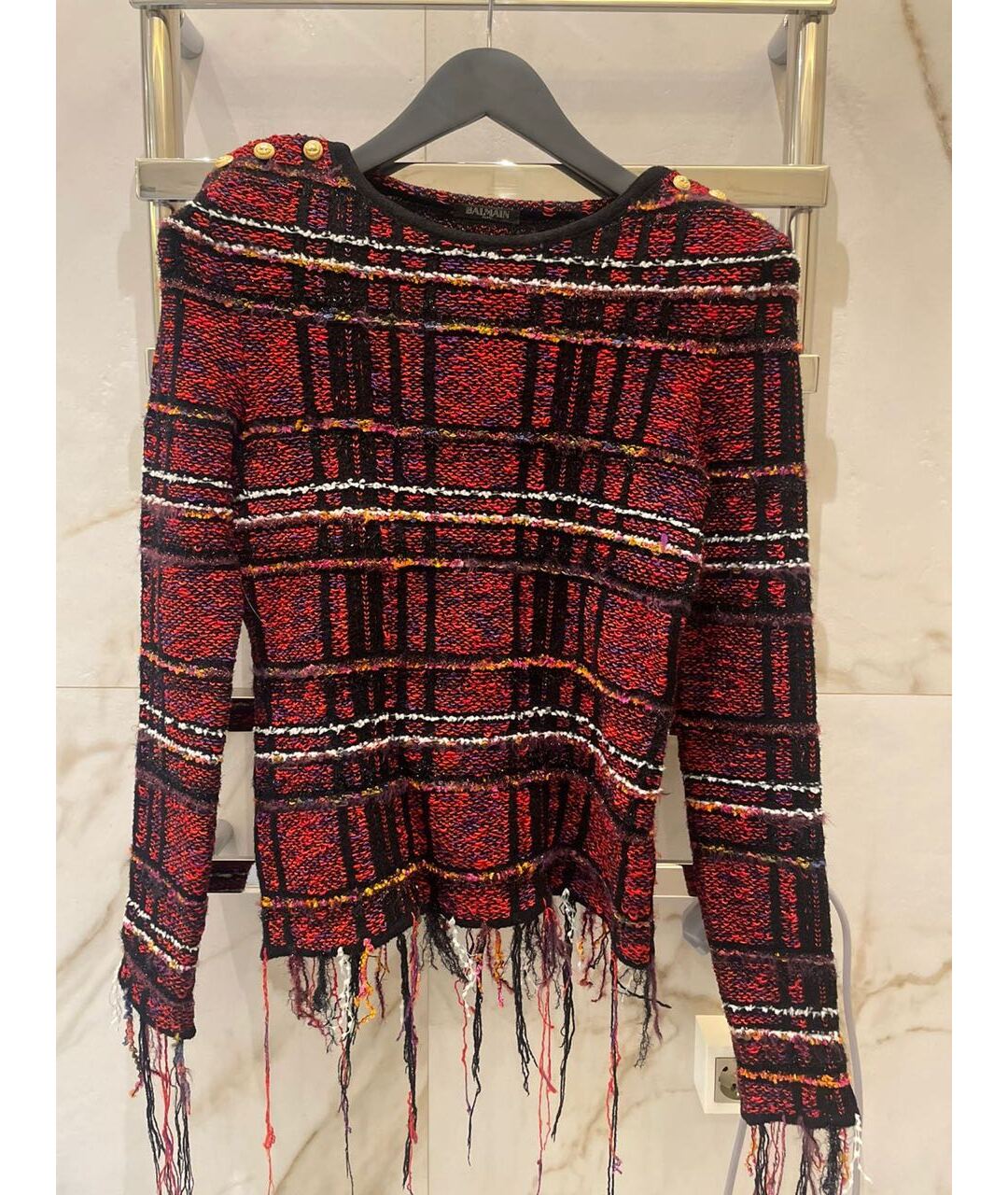BALMAIN Бордовый вискозный джемпер / свитер, фото 4