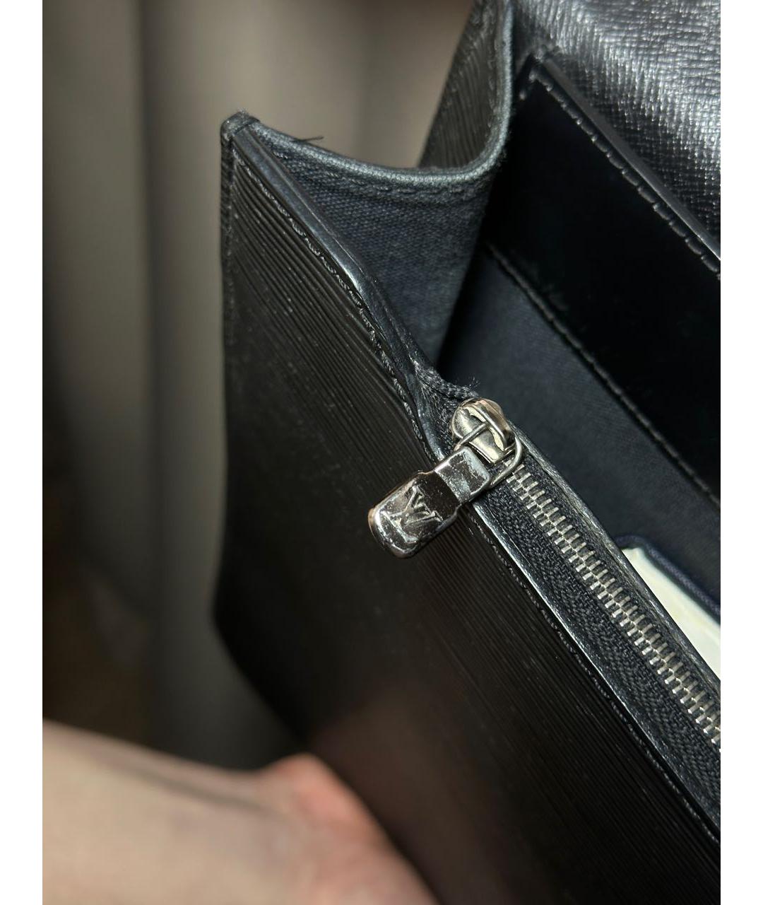 LOUIS VUITTON Черный кожаный портфель, фото 8