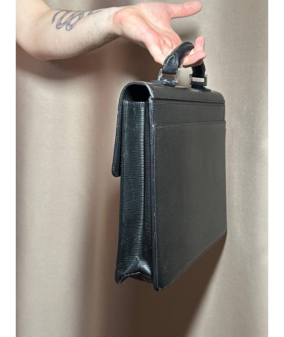 LOUIS VUITTON Черный кожаный портфель, фото 5