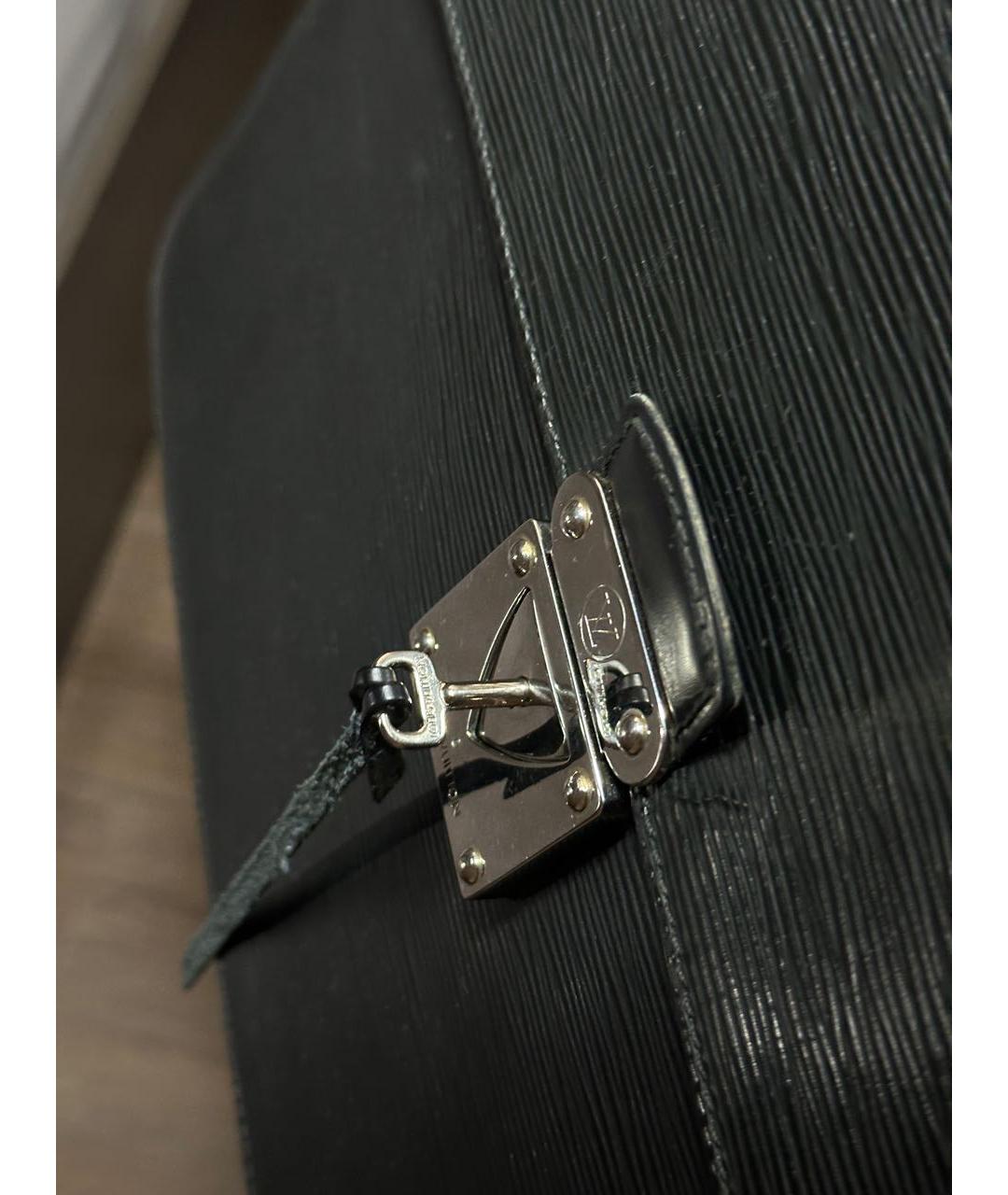 LOUIS VUITTON Черный кожаный портфель, фото 6