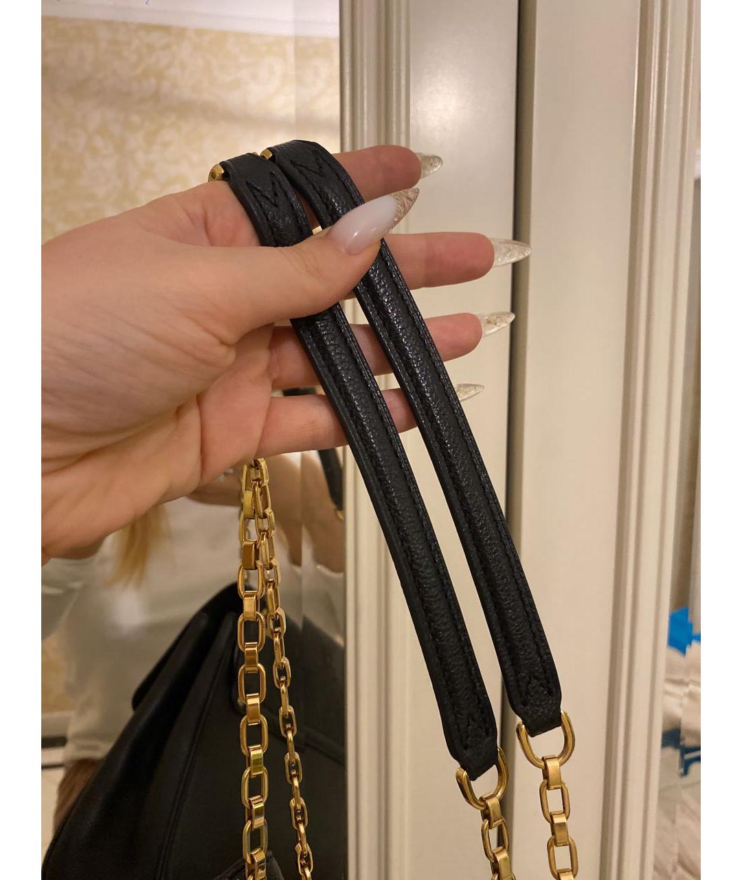 LOUIS VUITTON Черная кожаная сумка через плечо, фото 8