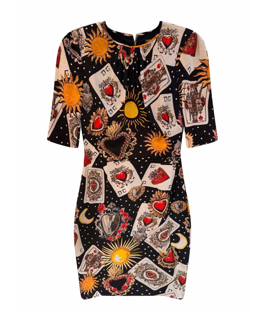 DOLCE&GABBANA Мульти шелковое коктейльное платье, фото 1