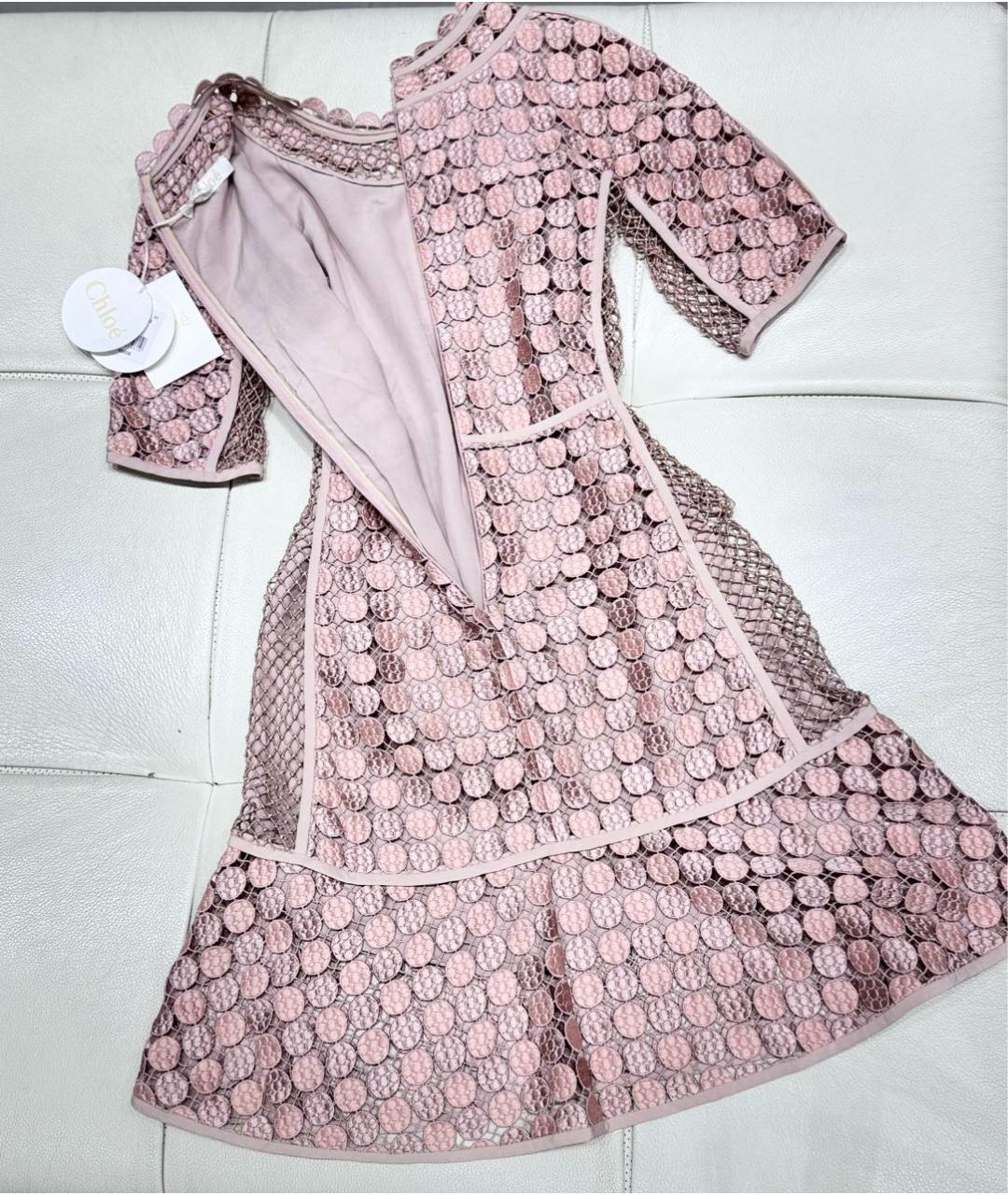 CHLOE Бежевое хлопковое коктейльное платье, фото 3