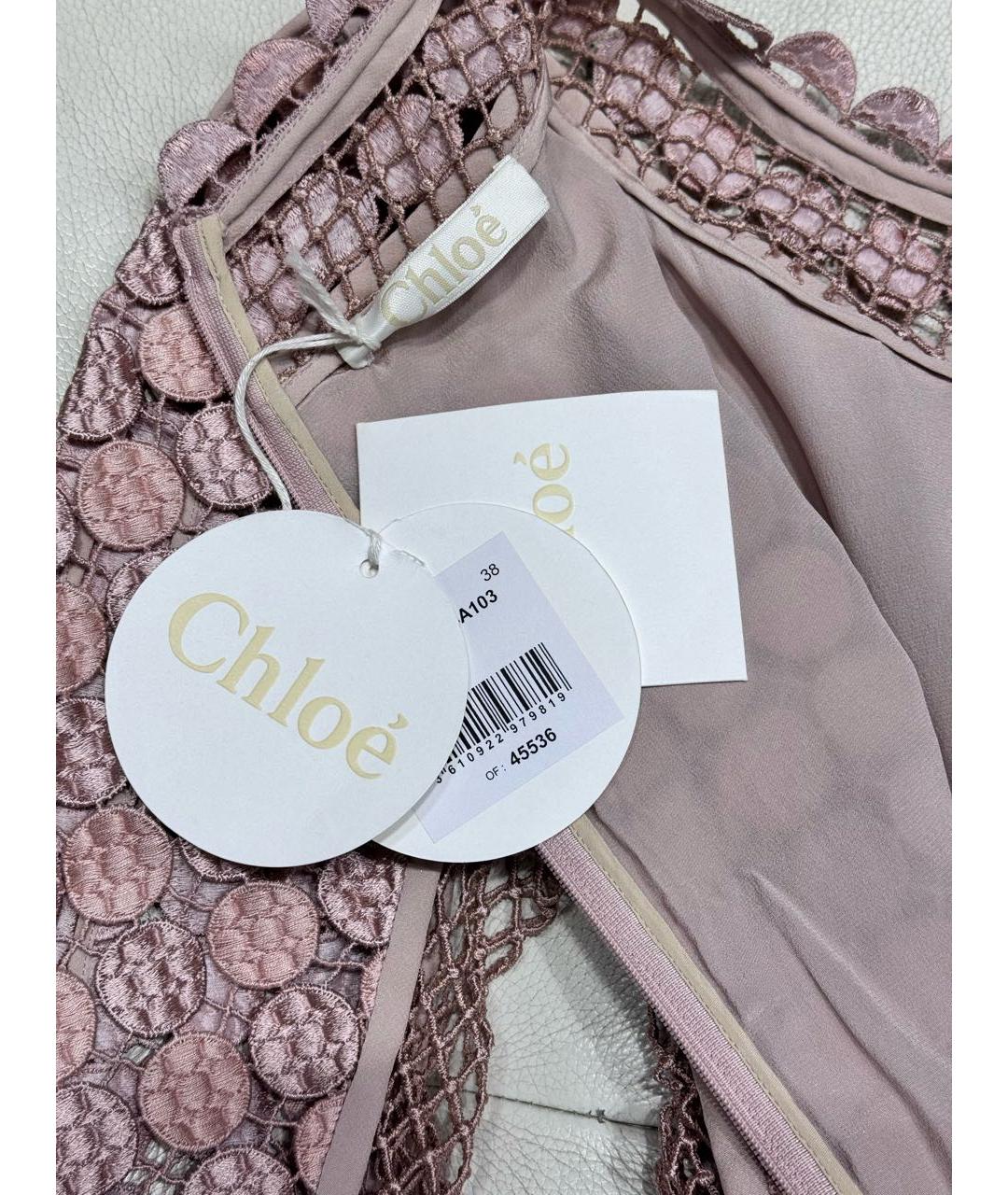 CHLOE Бежевое хлопковое коктейльное платье, фото 7