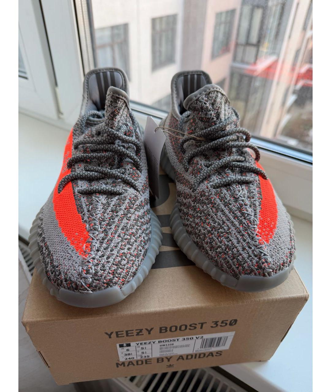 ADIDAS YEEZY Серые текстильные кроссовки, фото 2