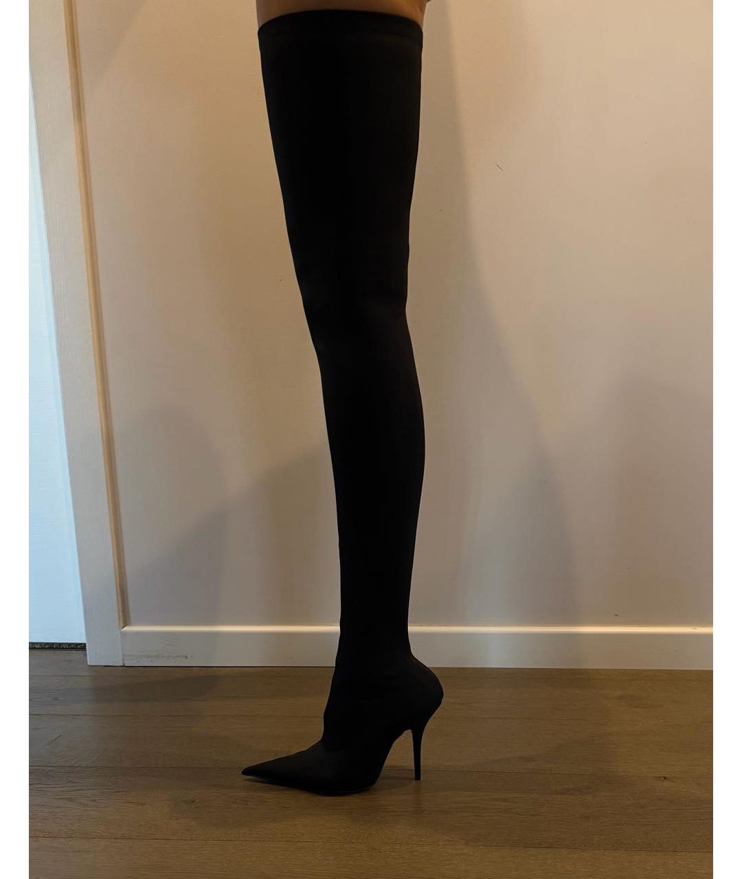 BALENCIAGA Черные текстильные ботфорты, фото 6