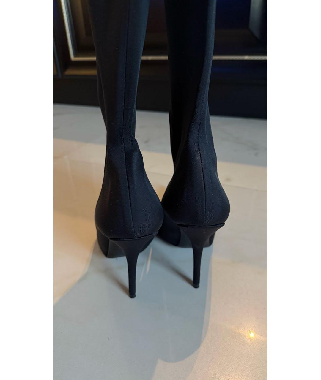 BALENCIAGA Черные текстильные ботфорты, фото 4