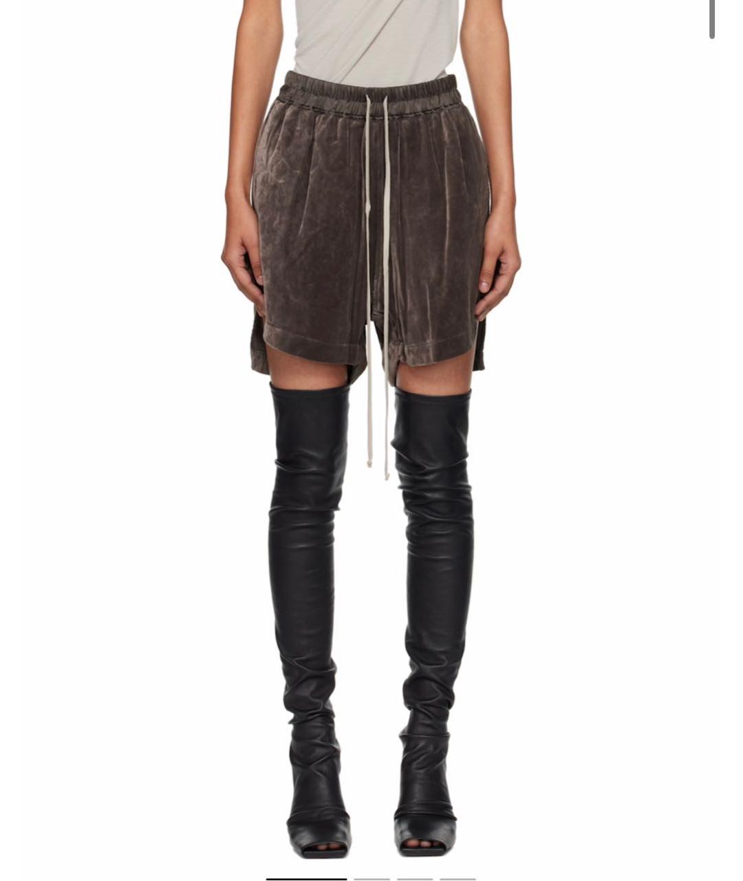 RICK OWENS Коричневые вискозные шорты, фото 2