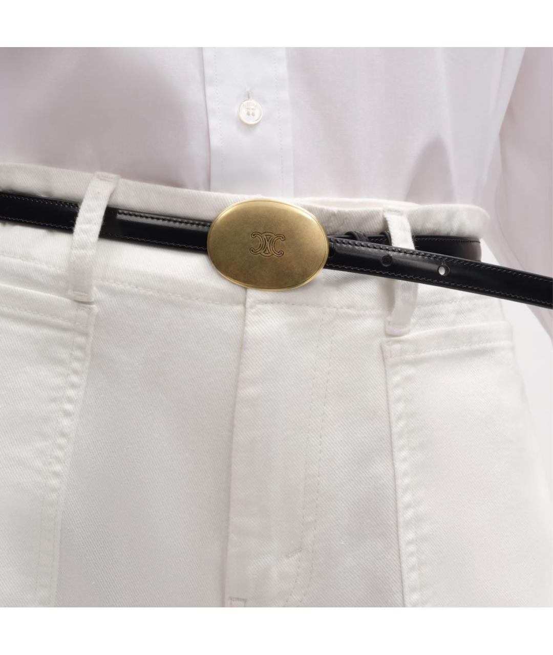 CELINE Черный кожаный ремень, фото 3