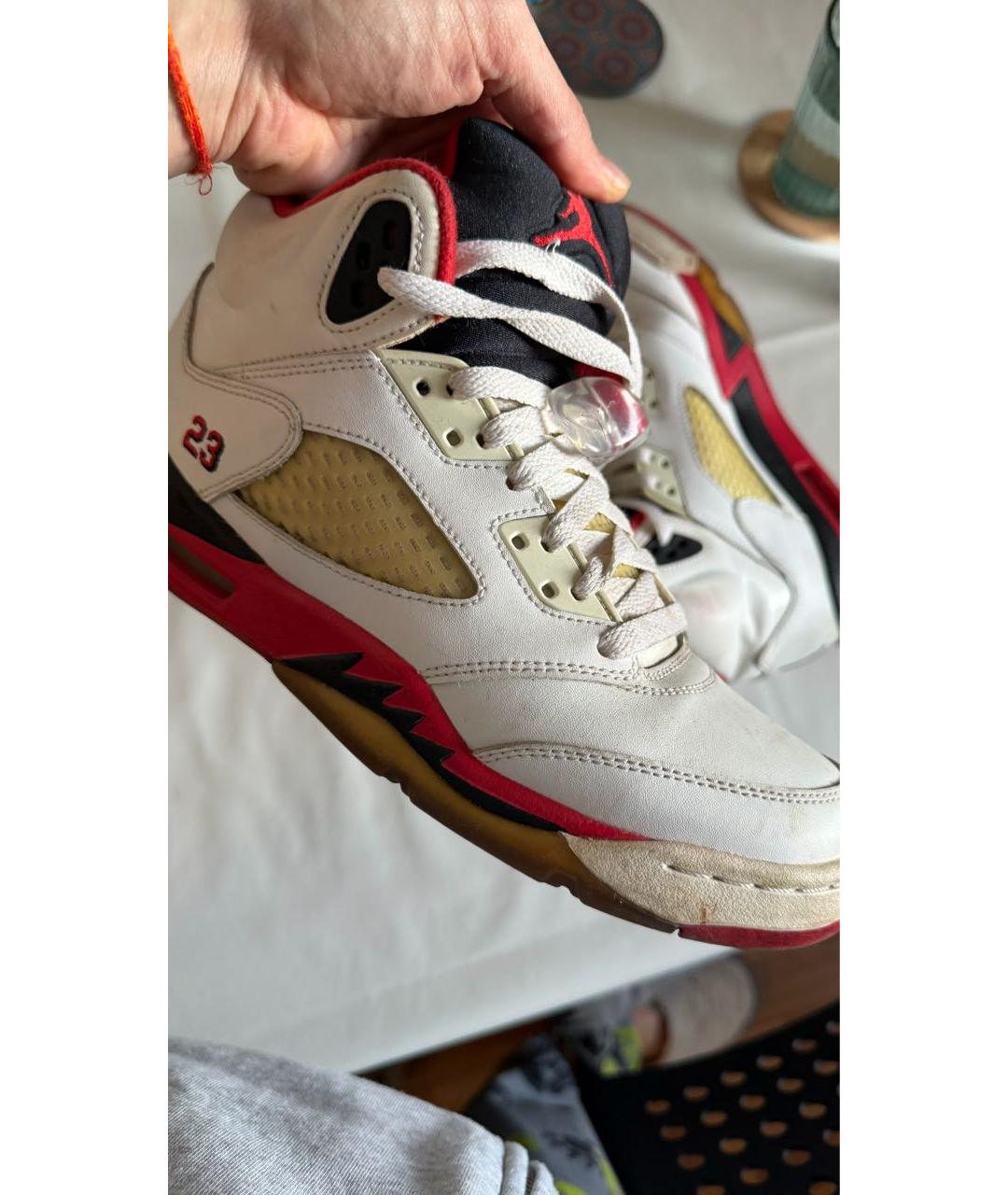 JORDAN Белые кожаные высокие кроссовки / кеды, фото 2