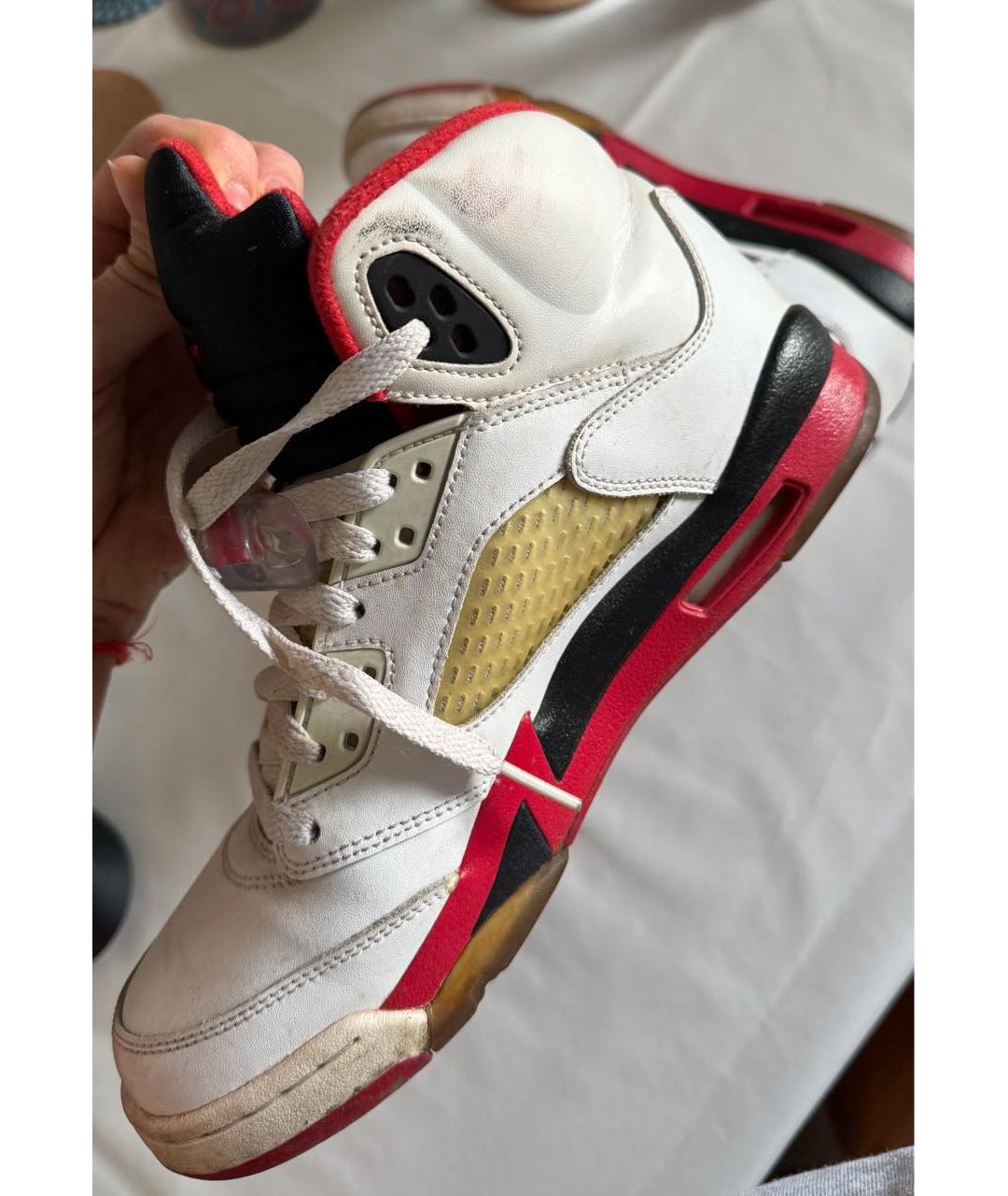 JORDAN Белые кожаные высокие кроссовки / кеды, фото 3