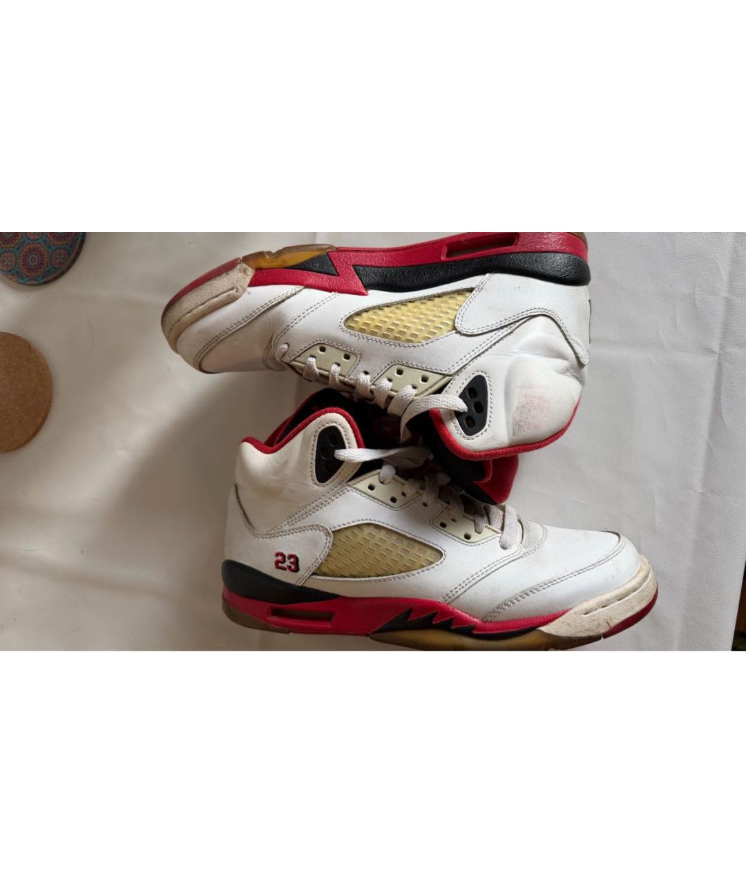 JORDAN Белые кожаные высокие кроссовки / кеды, фото 5