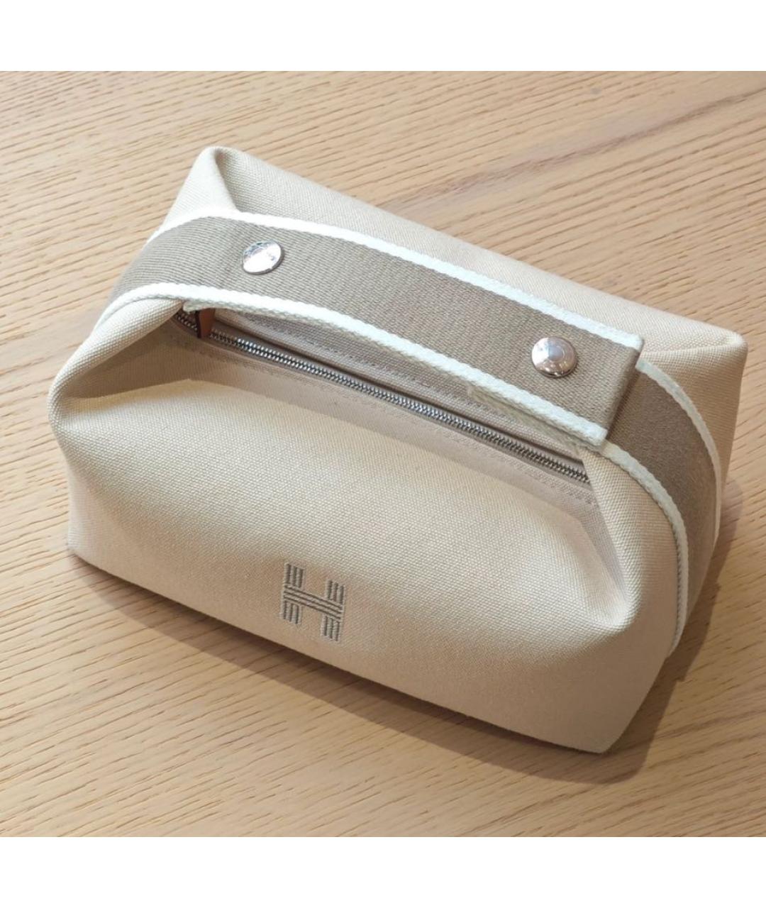 HERMES Белая тканевая косметичка, фото 4