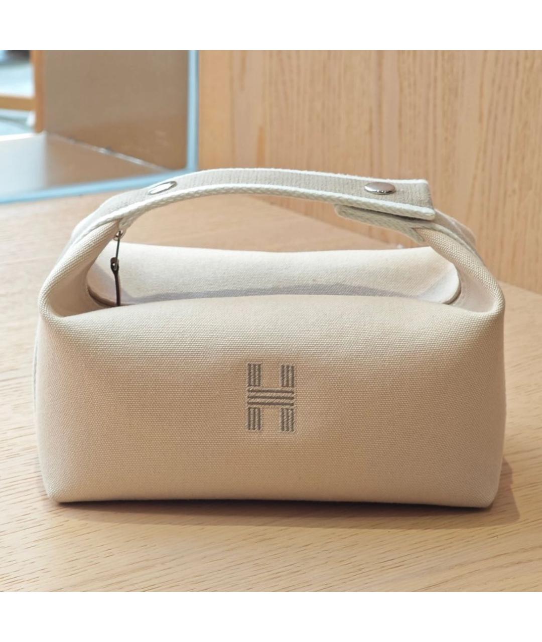 HERMES Белая тканевая косметичка, фото 2