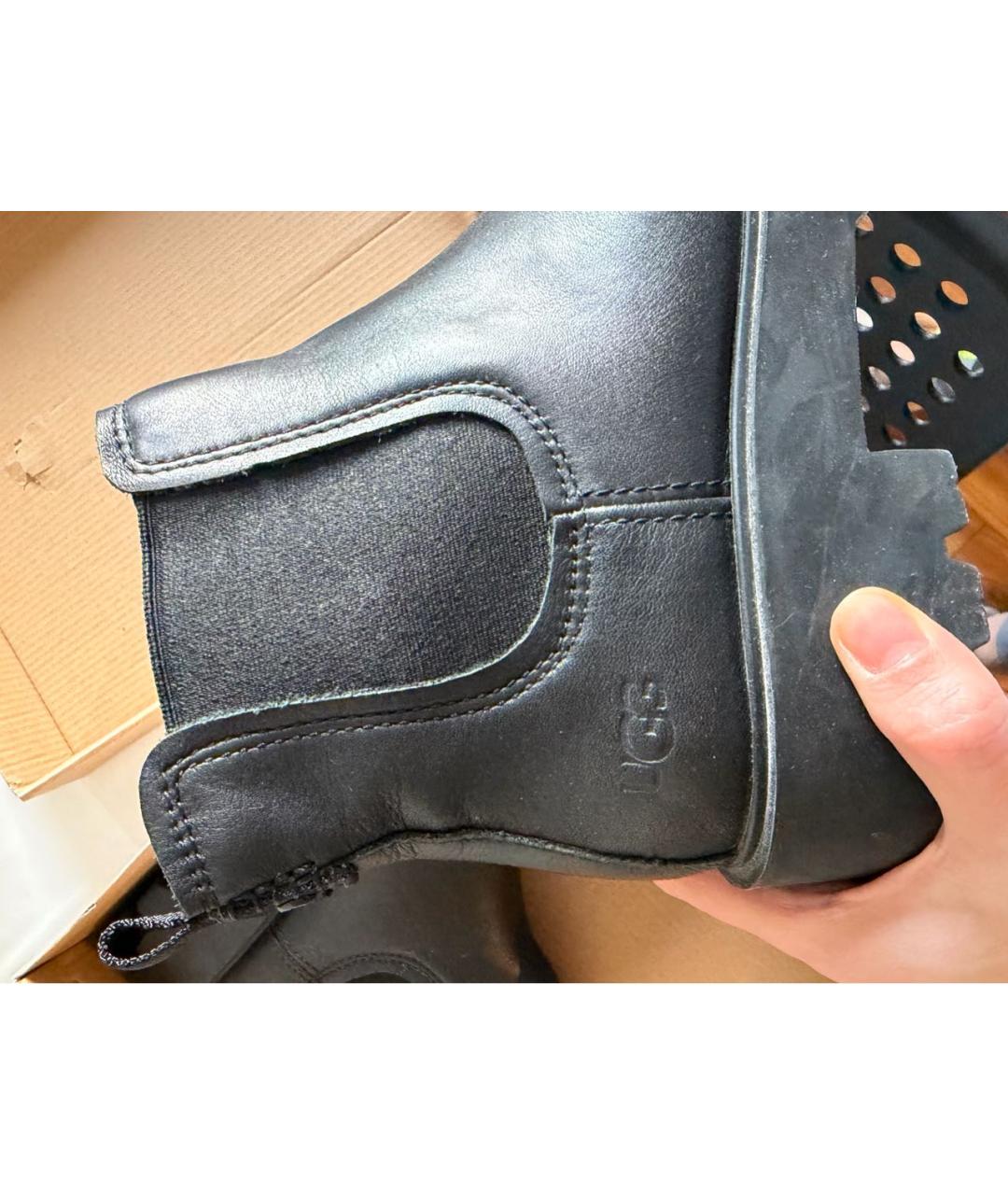 UGG AUSTRALIA Черные кожаные полусапоги, фото 3