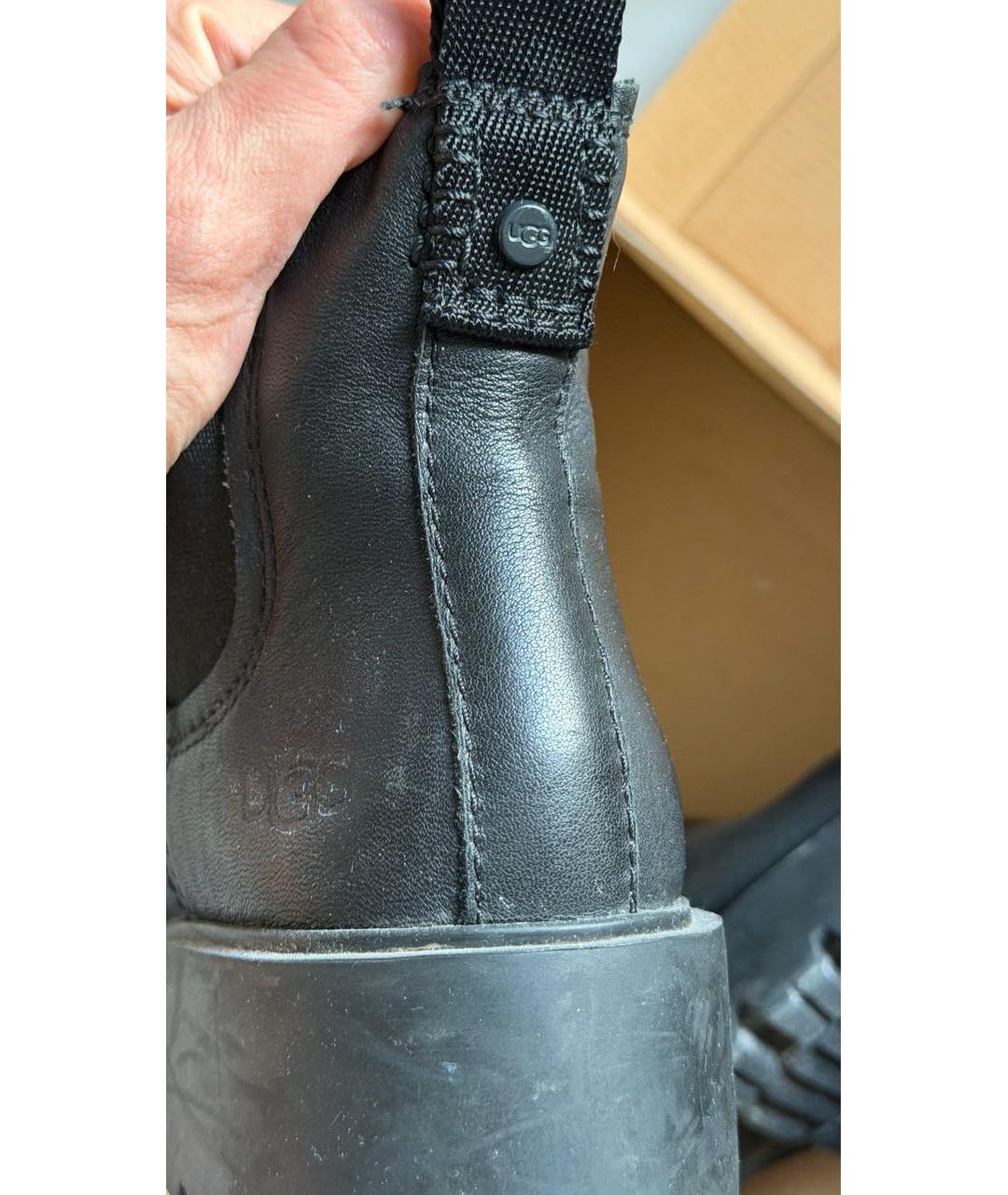 UGG AUSTRALIA Черные кожаные полусапоги, фото 4