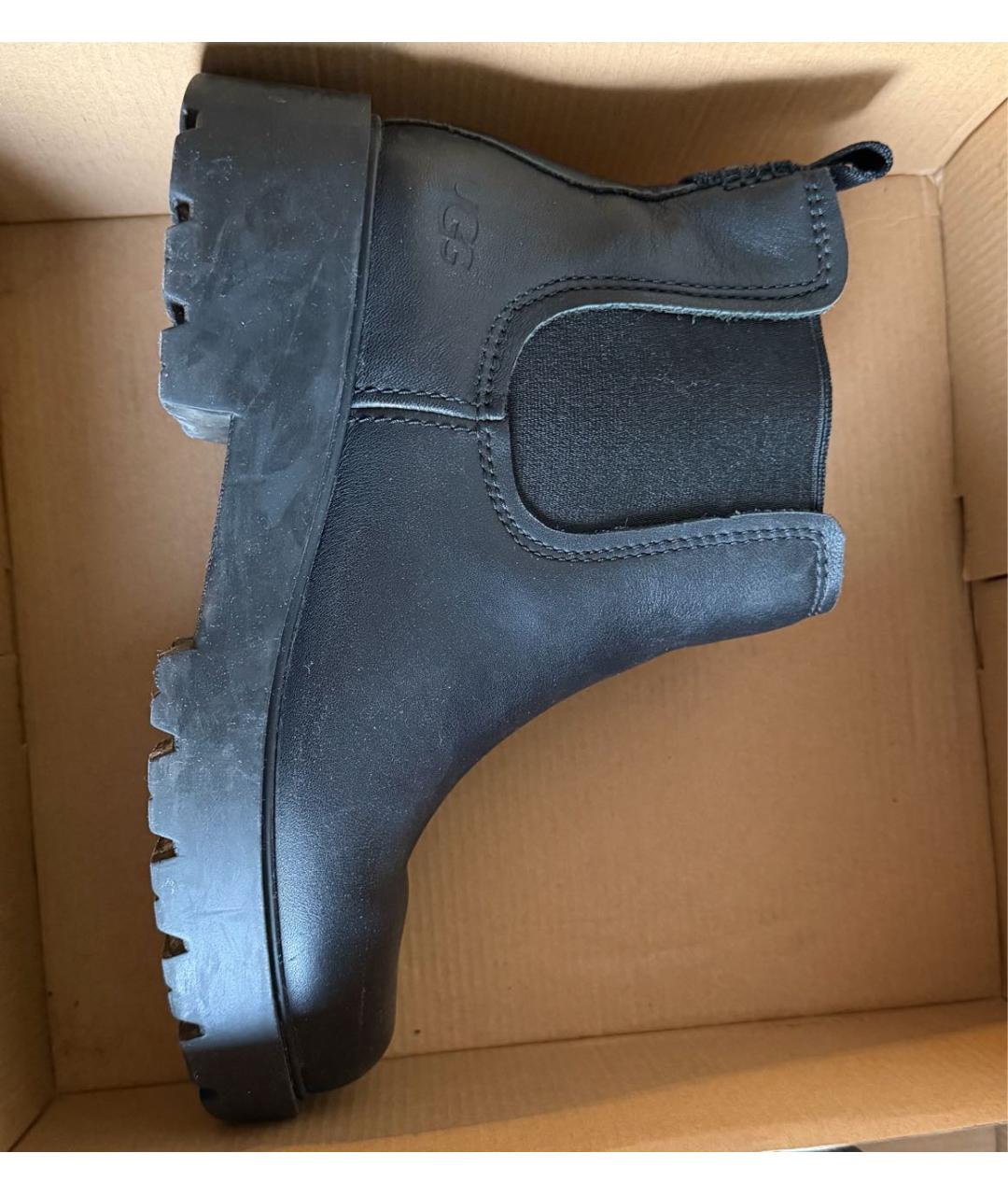 UGG AUSTRALIA Черные кожаные полусапоги, фото 5