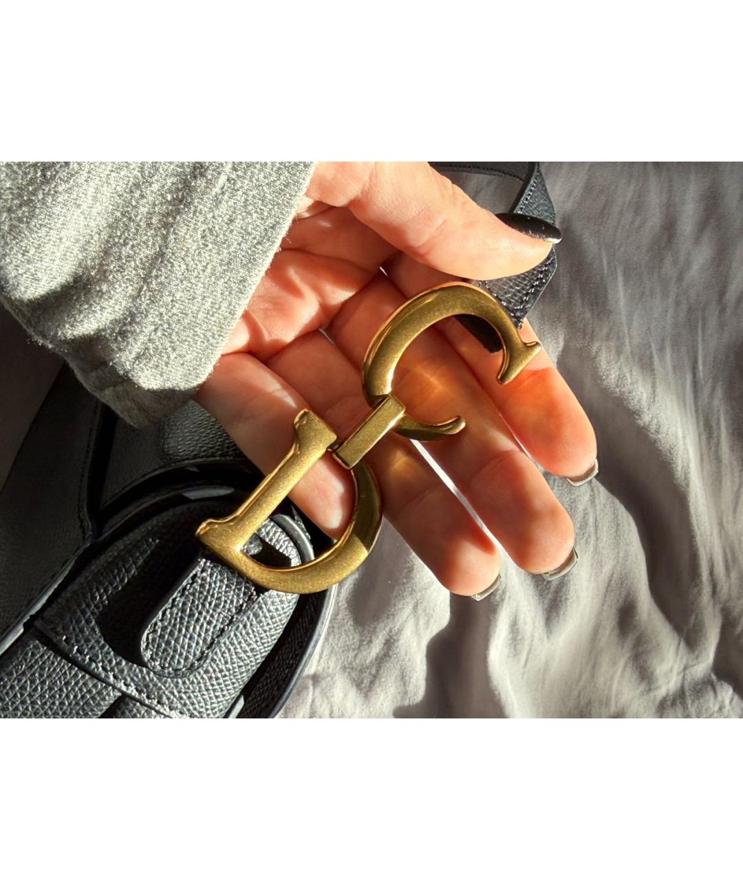 CHRISTIAN DIOR Черная кожаная сумка через плечо, фото 8