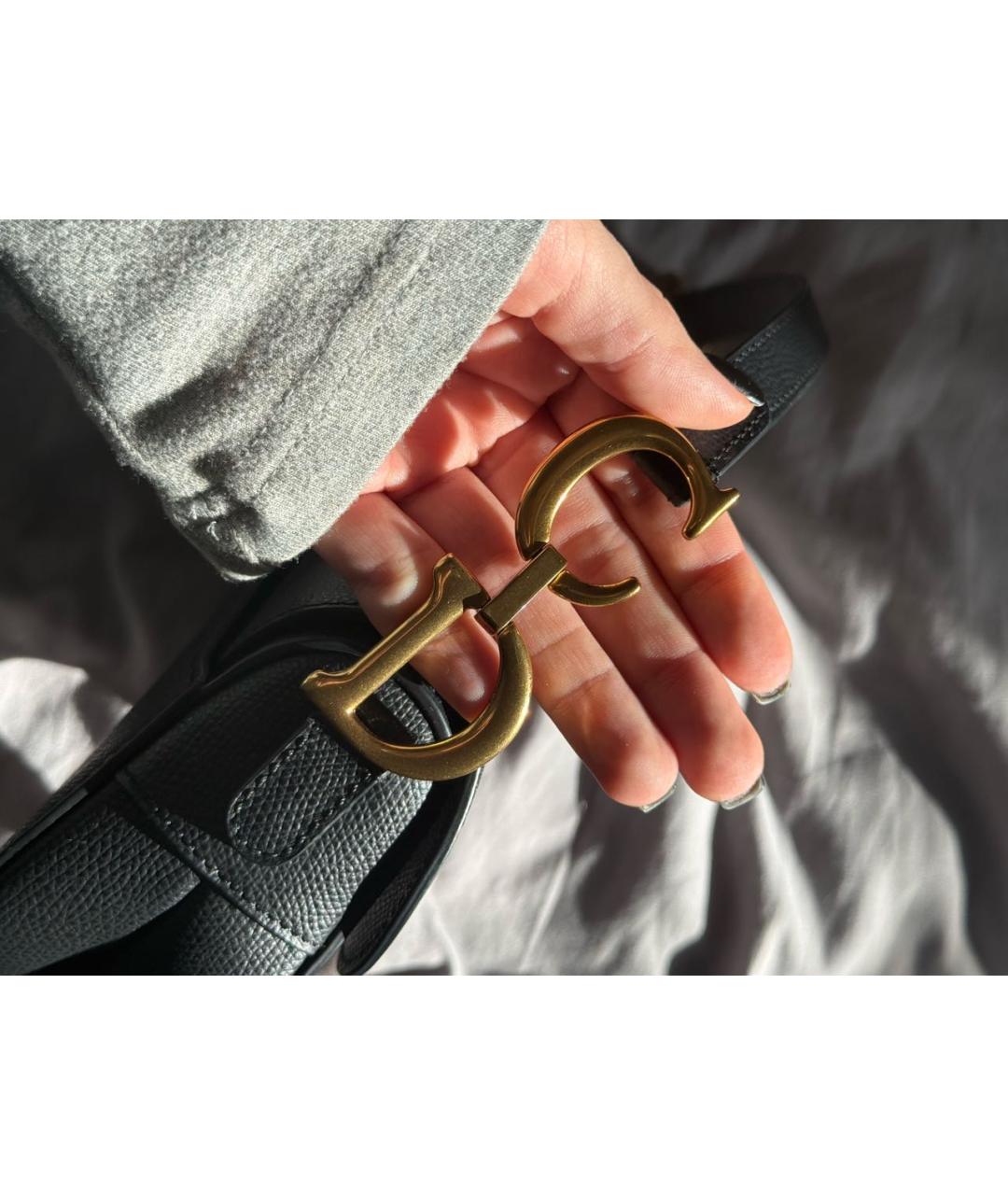 CHRISTIAN DIOR Черная кожаная сумка через плечо, фото 6