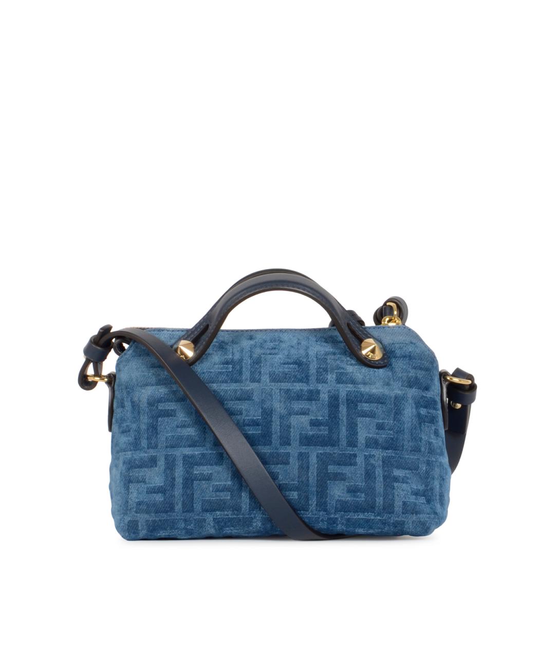 FENDI Синяя жаккардовая сумка тоут, фото 3