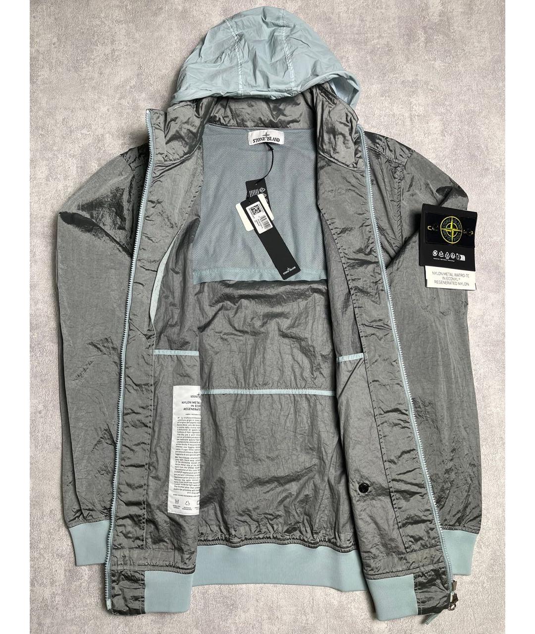 STONE ISLAND Серебряная полиамидовая куртка, фото 4