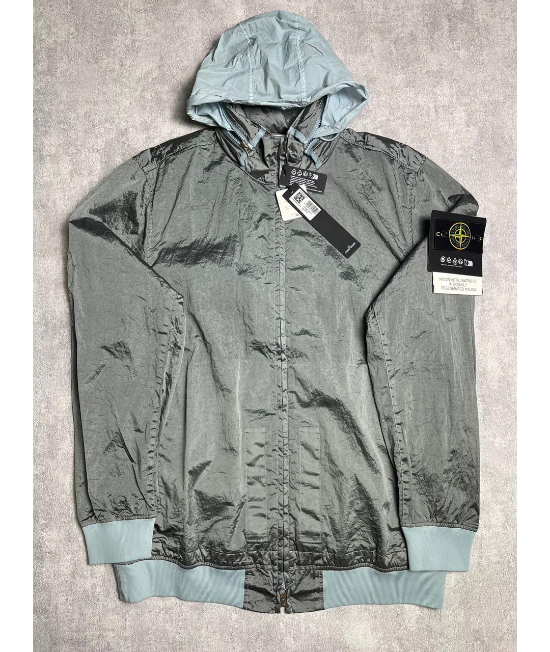 STONE ISLAND Серебряная полиамидовая куртка, фото 2